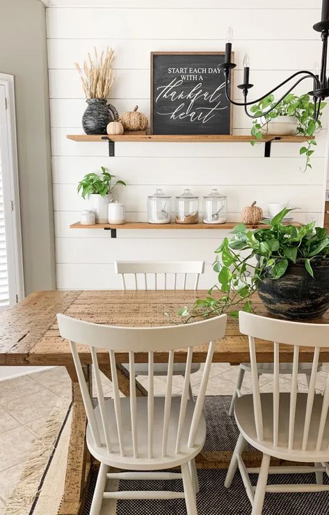 Studio Mcgee Fall, Shiplap Headboard, Kitchen Eating Areas, Mud Paint, Farmhouse Mantel, Alabaster White, Black Framed Art, Studio Kitchen, Concrete Pots