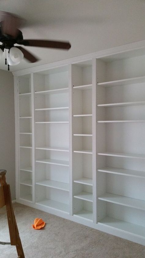 How to Make Stunning Built-Ins with IKEA Bookcases Ikea Bookcase, Ikea Closet, Bookcase Diy, Ikea Bookshelves, Ikea Billy Bookcase, Library Wall, Ikea Billy, Billy Bookcase, Bedroom Desk