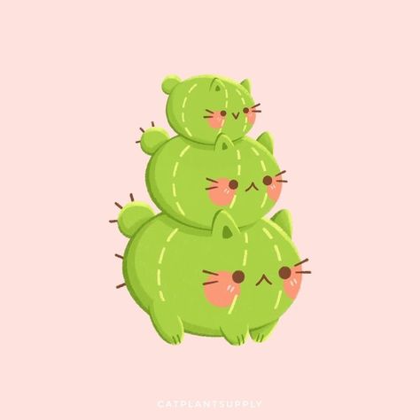 Plant Doodle, Cactus Drawing, Funny Kawaii, Cat Plants, Animal Doodles, Plant Drawing, Cute Kawaii Drawings, Cute Doodle Art, Kawaii Doodles