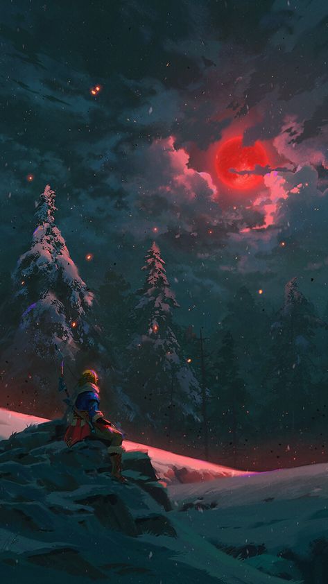 ArtStation - BOTW: Blood Moon Zelda Matching Wallpaper, Zelda Lockscreen Aesthetic, Zelda Poster Wall Decor, Wolf Link Wallpaper, Christmas Zelda Wallpaper, Legend Of Zelda Christmas Wallpaper, Zelda Totk Phone Wallpaper, Zelda Landscape Art, Legends Of Zelda Wallpaper