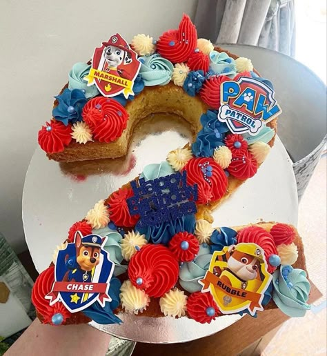 Paw Patrol Number Cake, Paw Patrol Cupcake Cake, Paw Patrol 2nd Birthday, Birthday Number Cake, Paw Patrol Cupcakes, 1st Birthday Cupcakes, Number Birthday Cakes, Character Cupcakes, Paw Patrol Birthday Cake