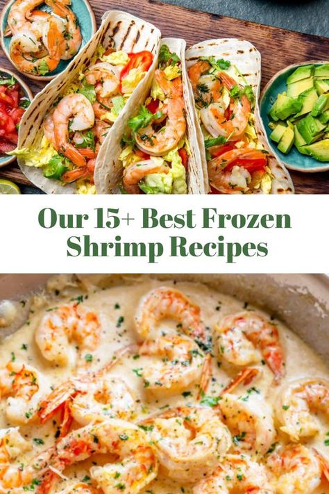 Are you looking for frozen shrimp recipes? Did you know that right there in your grocery store’s frozen aisle there is an easy and healthy dinner staple just waiting for you? A lot of home chefs think that frozen cooked shrimp recipes just cover one thing: shrimp cocktail or a simple boiled shrimp recipe. Meals With Frozen Shrimp, Frozen Shrimp Dinner Recipes, Recipes With Frozen Cooked Shrimp, Recipes Using Frozen Pre Cooked Shrimp, Fully Cooked Shrimp Recipes, Make Ahead Shrimp Recipes, Frozen Cooked Shrimp Recipes Easy, Recipes Using Precooked Shrimp, Already Cooked Shrimp Recipes Frozen