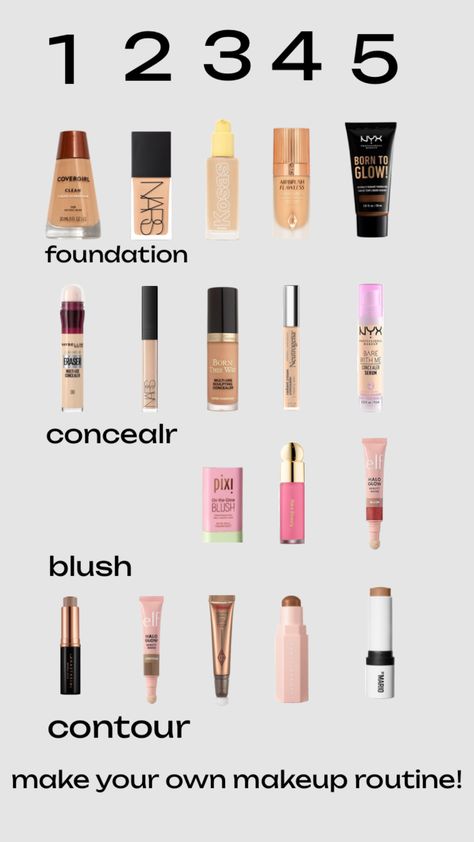 make your own makeup routine I KNWO I SPELLED CONCEALER WRONG#makeup #aesthetic #blush #foundation #contour #concealer #preppy Cheap Concealer, Contour Concealer, Drugstore Concealer, Make Your Own Makeup, Best Concealer, Makeup Aesthetic, Post Ideas, Flawless Skin, Makeup Routine