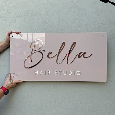 Business Logo Sign, 3D Door Wall Sign, Custom Wall Design For Makeup Studio, Esthetician Door Signs, Acrylic Door Signs, Business Door Signs, Acrylic Signs For Business, Salon Door Design, Wall Signage Design, Logo On The Wall, Hair Business Logo