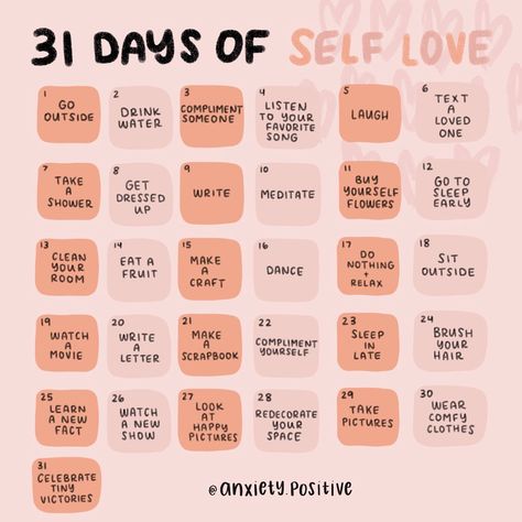 31 Days Of Self Love, Focusing On Self, Self Love Challenge, 31 Day Challenge, Practicing Self Love, Self Care Bullet Journal, Love Challenge, Get My Life Together, Self Confidence Tips