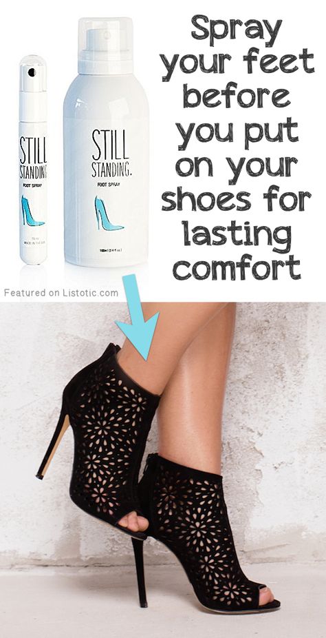 #4. Still Standing Spray (prevents high heel discomfort!) | 8 Brilliant Products That Will Make Wearing High Heels Actually Bearable Heel Hacks, Standing Spray, How To Wear Heels, High Heels Outfit, Shoes Hack, High Heel Dress, Still Standing, Dress And Heels, Cleaning Tips