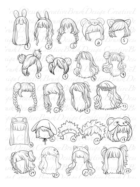 Chibi hair stamps for procreate, Chibi options procreate, Anime brush set procreate, Procreate hair brushes Check more at https://howcandothis.com/hairstyleideas/chibi-hair-stamps-for-procreate-chibi-options-procreate-anime-brush-set-procreate-procreate-hair-brushes/ Chibi Base With Hair, Hair Inspo For Drawing, How To Draw A Crop Top, Kawaii Hair Drawing, Chibi Hair Styles, Curled Hair Drawing, Chibi Hair Drawing, Chibi Hair Female, Chibi Sketch Hair