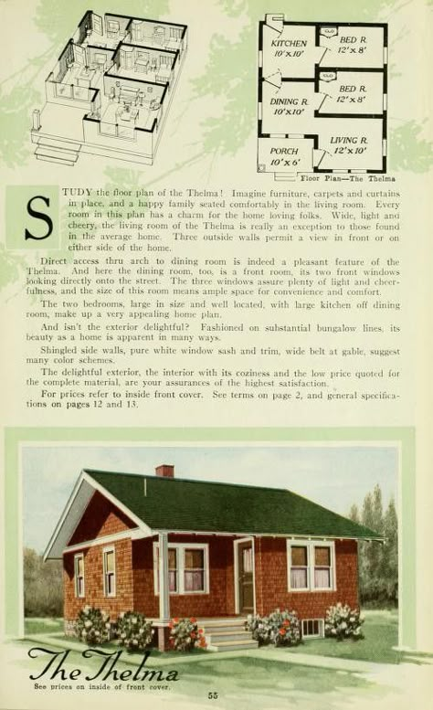 50s House Layout, 1950s House Layout, Starter Home Plans, Small House Floor Plan, Cottage Roof, Sims 4 House Inspiration, Sears Catalog Homes, Sears Homes, Sims 4 Floor Plans