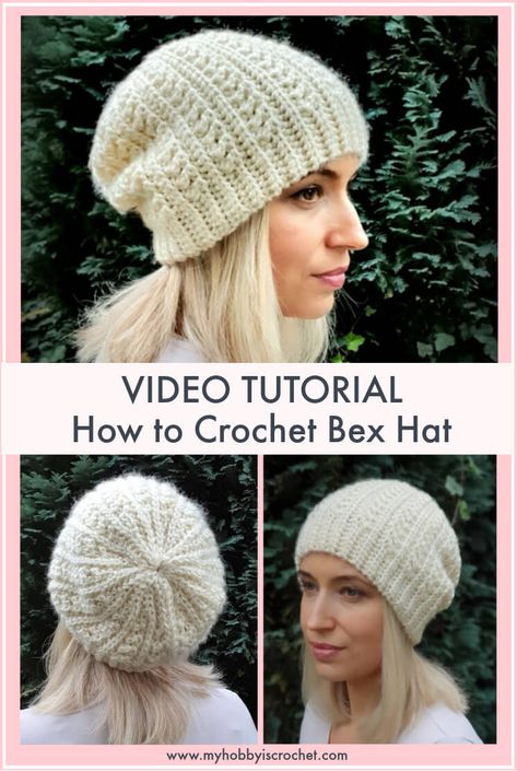 Crochet Bonnets, Crochet Slouchy Beanie Pattern, Crochet Headwear, Modern Haken, Crochet Hat Tutorial, Crochet Slouchy Hat, Crochet Baby Beanie, Easy Crochet Hat, Crochet Sun Hat