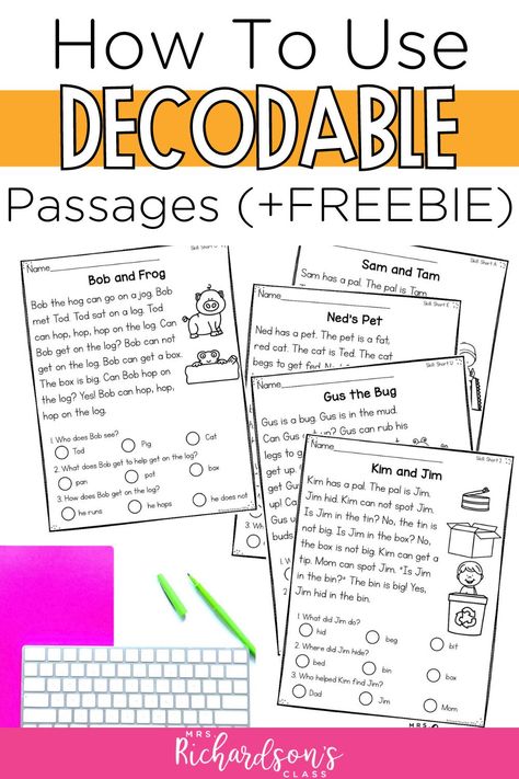 Decodable Passages, Phonics Reading Passages, Decodable Books, Fluency Passages, Guided Reading Lessons, First Grade Phonics, Phonics Practice, Phonics Instruction, 2nd Grade Reading