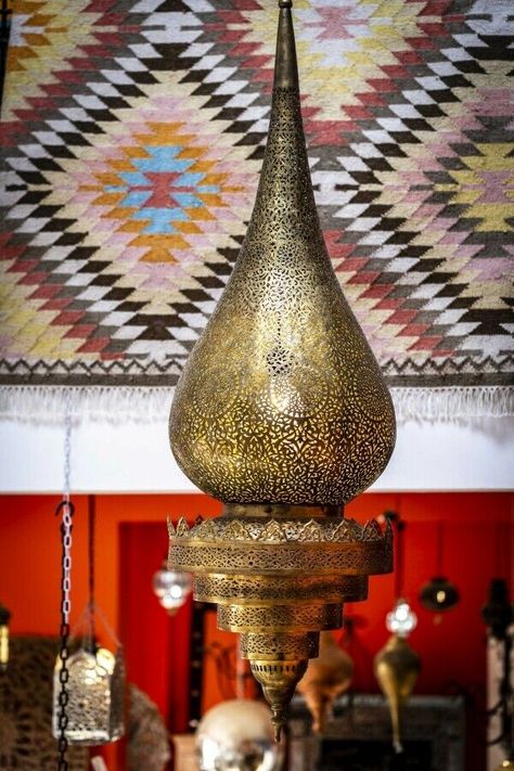 Mediterran Interior, Moroccan Pendant Light, Moroccan Ceiling, Moroccan Ceiling Light, Hand Piercing, Hanging Pendant Lamp, Lamp Pendant, Moroccan Lamp, Natural Gold