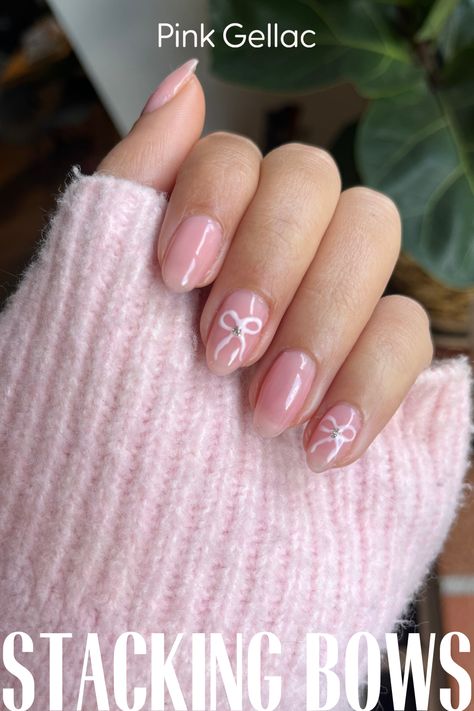 Nails 2024 Pink Gellac, Summer Nail Colors, Nails Short Square, Bow Nail Art, Bow Nail, Cute Nail Polish, Gel Nail Polish Colors, 2024 Nails, Wow Nails