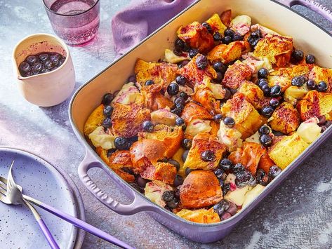 Overnight Blueberry French Toast Casserole Recipe Casseroles For Easter, Make Ahead Casseroles, Easter Sunday Brunch, Blueberry French Toast Casserole, French Toast Casserole Overnight, Breakfast Party Foods, Easy Dinner Casseroles, Blueberry French Toast, Overnight Blueberry French Toast