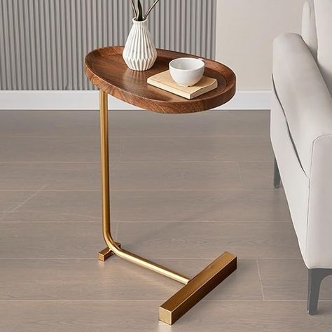 Amazon.com: TRUNYAQI C Shaped Side Table, Small C Table End Table for Sofa and Bedside, Couch Side Tables That Slide Under, Wood C Shaped End Table for Bedroom Living Room, 18”L X 12”W : Home & Kitchen C Tables For Couch, C Tables, Table In Living Room, Small Apartment Coffee Table, Minimalist Side Table, Simple Side Tables, Gold Coffee Table, C Table, Corner Table