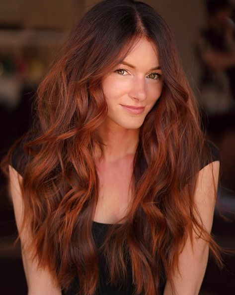 Cool cowboy copper hair colors trends to try this Fall Cowboy Copper With Dark Roots, Dark Brown And Copper Hair, Cowboy Cooper, Dimensional Red Hair Copper, Dimensional Copper Hair, Cowboy Hair, Cooper Hair, Cooper Brown, Cowboy Copper Hair