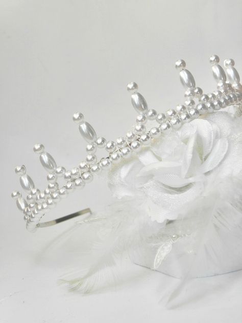 Pearl Crown Diy, Bead Tiara, Bead Crown, Diy Tiara, Handmade Tiaras, Beaded Crown, Headpiece Accessories, Tiaras Jewellery, Bead Hair Accessories