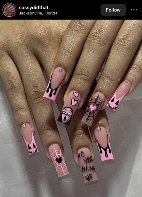 Halloween Nails Long Square, Halloween Nails Long, Nail Inspo Halloween, Nails Long Square, 2025 Goals, Disney Acrylic Nails, Girly Acrylic, Fancy Accessories, Summer Acrylic