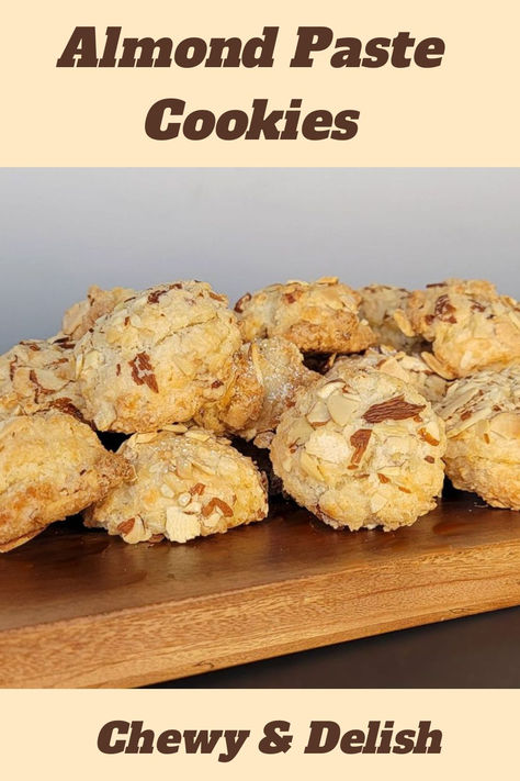 cookies made from almond paste on a wooden serving tray Chewy Almond Cookies, Almond Cookie Recipe, Gluten Free Almond Cookies, Almond Paste Cookies, Almond Paste Recipes, Almond Flour Recipes Cookies, Almond Desserts, Crackle Cookies, Italian Almond Cookies