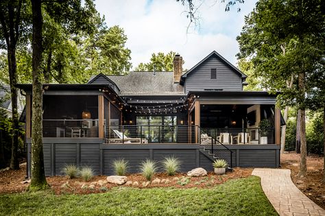 Cedar Pergola, Outdoor Dining Room, Lakefront Homes, Built In Grill, Ship Lap Walls, Indoor Outdoor Living, Outdoor Rooms, House In The Woods, Modern Rustic