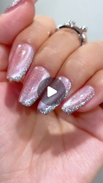 Vettsy on Instagram: "💗Jelly Pink Opal Cat Eye Gel + Platinum French Design💗 ✨ Sun Kiss Cat Eye-SK06 ✨ Platinum Gel-Silver 👉 Shop the same nail supplies via my bio or visit vettsy.com Follow @vettsystore & @vettsynails for more nail inspiration 🧚‍♀️ 👭Tag friends who would like this👭 #vettsynails #nailsupply #nailsupplies #nailsathome #diynail #nailart #cateyenails #glitternail #glitternaildesign #vettsycateye #pinknails #pinkcateye #nailinspiration #nailinspo #valentinesdaynails #cutenails" Pink Cat Eye Nails Design, Eye Cat Nails, Gold Cat Eye Nails, Short Cat Eye Nails, Silver Cat Eye Nails, Cats Eye Nails Design, Kiss Cat, Tag Friends, Cat Eye Gel