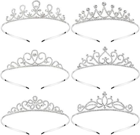 PRICES MAY VARY. Tiara Size: You will receive 6 packs of tiara headbands measuring approx. 6 x 4.5 inches in diameter and height. These princess crowns are beautiful and fit for different dress styles, suitable for most girls and women to wear. Exquisite Workmanship: Mezchi Crystal Tiara is made of high-quality alloy and shiny silver rhinestone, assure a diamond look and hard texture of tiaras. They are easy to stretch and tighten, one size fits every girl who loves beauty. 6 Different Styles: O Plastic Tiara, Silver Princess Crown, Different Dress Styles, Princess Crowns, Tiara Hair, Tiara Headband, Crystal Tiara, Tiara Hairstyles, Princess Tiara