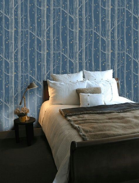 Cole and Sons. Woods and Stars Wallpaper - Midnight Blue. Granite Wallpaper, Zoffany Wallpaper, Dragonfly Wallpaper, Son Wallpaper, William Morris Wallpaper, Rabbit Wallpaper, Harlequin Wallpaper, Cole And Son Wallpaper, Sandberg Wallpaper