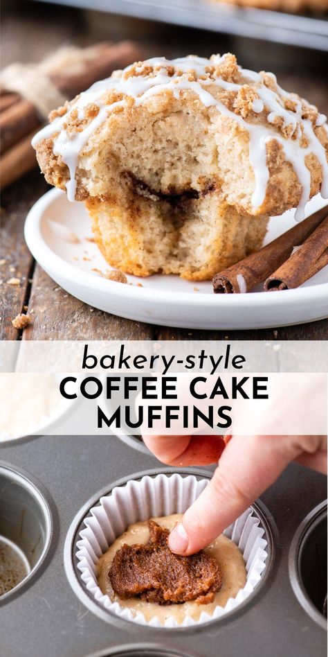 Want to make absolutely perfect coffee cake muffins that rival any professional bakery? I spent 6 months testing and perfecting muffin recipes so I could teach you the exact, easy to follow steps to coffee cake muffin perfection! Coffee Cake Protein Muffins, Jumbo Coffee Cake Muffins, Bakery Style Muffin Recipes, Smores Muffins, Bakery Muffin Recipes, Muffins With Buttermilk, Muffin Topping, Vanilla Muffins Recipe, Costco Muffin Recipe