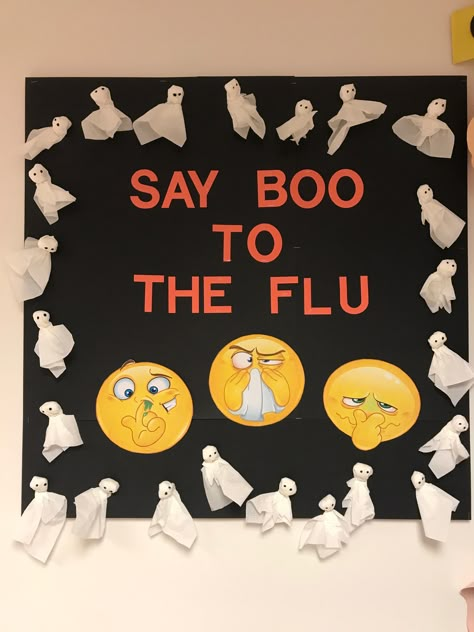 Pharmacy Fall Decor, Nursing Bulletin Board Ideas Hospital Fall, Hospital Unit Decorations, School Nurse Fall Bulletin Boards, School Nurse Halloween Door, Nursing Bulletin Board Ideas Hospital, Health Fair Booth Ideas, School Nurse Office Door, Nurse Door Decorations