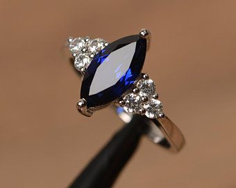 godjewelry on Etsy Blue Sapphire Wedding Ring, Sapphire Wedding Ring, Sapphire Wedding Rings, September Birthstone Rings, Blue Gemstone Rings, Ring Sapphire, Sapphire Solitaire, Blue Sapphire Ring, London Blue Topaz Ring