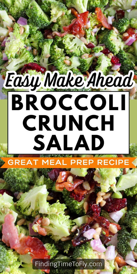 BROCCOLI SALAD with bacon is easy to make and delicious! This recipe is always a hit! It's a "make ahead" recipe that can be done days before serving. Easy to make and packed with flavor! It's a great summer salad and awesome side dish for grilling or potluck meals. Includes bacon, sunflower seeds, cranberries, and red onion. It's sure to be a family favorite. Everyone will want this recipe. #summerfood #broccolisalad #salad #potluck Salad Potluck, Broccoli Crunch Salad, Potluck Meals, Broccoli Salad With Bacon, Moving Party, Bacon Pasta Salad, Salad Recipes With Bacon, Easy Broccoli Salad, Recipe With Bacon