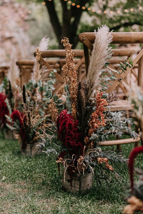 Floral Aisle, Flower Crown Bar, Fall Wedding Color Schemes, Aisle Markers, Fall Wedding Colors, Wedding Aisle, Pampas Grass, Colorado Wedding, Wedding Color Schemes