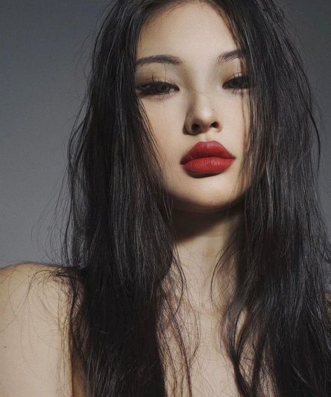 Red Lipstick Asian, Makeup Asia, Red Lipstick Makeup Looks, Medium Long Haircuts, Best Red Lipstick, Red Lipstick Makeup, Reference Pics, Ethereal Makeup, Baddie Makeup