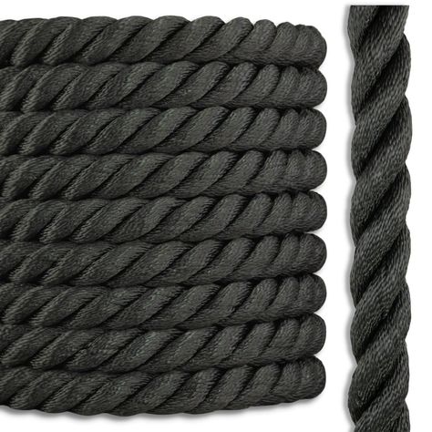 PRICES MAY VARY. DURABLE - Excellent UV and abrasion resistance for the longest life outdoors FUNCTIONAL - Soft, flexible, and sleek. Ideal for rope railings, handrails, and decorative landscaping. BEAUTIFUL - Glossy, stately black rope for classy accent piece STRONG - Premium polydacron combination rope made with a high ratio of 100% polyester to polyolefin. High-quality danline construction. Low stretch rope. Our premium black polyester combo rope is the perfect combination of style and durabi Rope Handrail, Rope Fence, Rope Railing, 3 Strand Twist, Porch Swing Bed, Railings Outdoor, Tire Swing, Rope Ladder, Metal Background