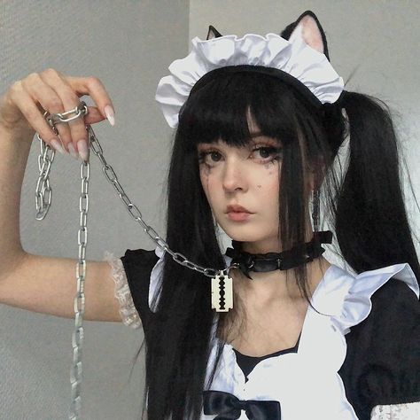 Women With Cat, Crush Goals, Long Straight Wig, Cat Cosplay, Short Curly Wigs, French Maid, Fancy Hairstyles, Straight Wig, Curly Wigs