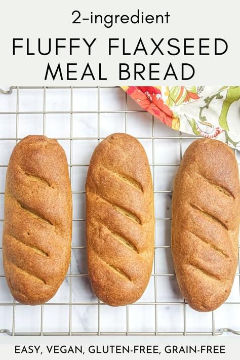 2-Ingredient Flaxseed Sandwich Bread (easy, vegan, keto, GF, oil-free) Flax Bread, Flourless Bread, Flaxseed Bread, Flaxseed Meal, Grain Free Bread, Flax Seed Recipes, Wfpb Recipes, Lean Belly Juice, Gf Bread