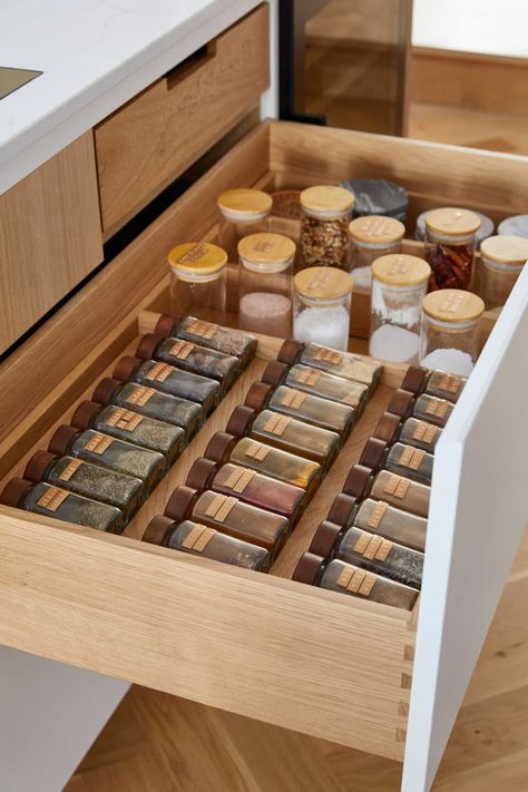 DC4661--032 Deep Drawer Spice Organization, Organized Spice Drawer, Spice Drawer Ideas, Kitchen Spice Drawer, Drawer Spice Organizer, Ojai House, Organizing Kitchen Drawers, Kitchen Drawer Inserts, Newest Ideas