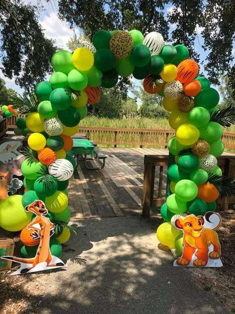 Hakuna Matata Luke! | CatchMyParty.com Birthday Lion King, Lion King Party Decorations, Lion Guard Birthday Party, Lion King Birthday Party, Lion Guard Birthday, Lion King Birthday Party Ideas, Lion Birthday Party, Lion King Theme, Lion Baby Shower