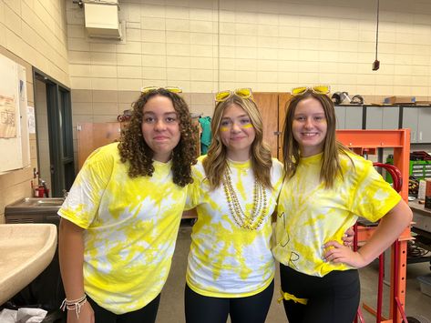 hoco week spirt days color day yellow out Yellow Team Spirit Outfits, Yellow Pep Rally Outfit, Cheap Yellow School Spirit Tops, Yellow Pre-shrunk Tops For School Spirit, Yellow School Spirit Graphic Print Top, Saint Luke, Pep Rally, Yellow, Color