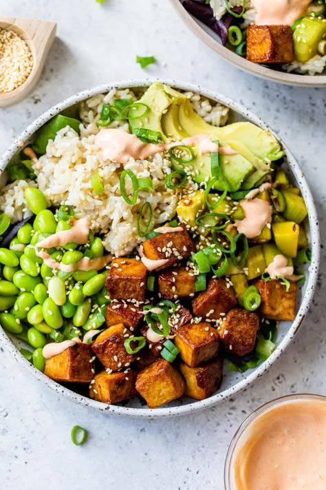 Tofu Sushi Bowl, Tofu Quinoa Bowl, Tofu Poke Bowl, Tofu Poke, Tofu Vegan, Tuna Poke, Poke Bowls, Vegan Tofu, Marinated Tofu