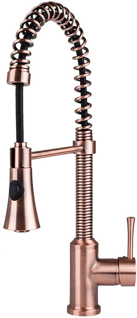 Fontaine by Italia N96566C-AC Residential Spring Coil Kitchen Sink Pull Out Faucet Water Tap with Cone Spray Head in Antique Copper - - Amazon.com Copper Kitchen Faucets, Copper Kitchen Accessories, Chrome Kitchen Faucet, Coil Pots, Bar Faucet, Pull Out Faucet, Single Handle Kitchen Faucet, Kitchen Design Trends, Single Hole Faucet