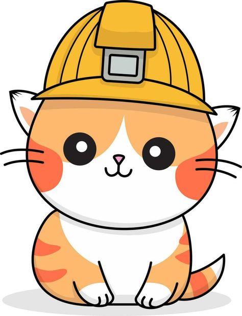 Funny Cartoon Cat - A cute cat playing and wearing a construction hat Engineer Hat, Construction Hat, A Cute Cat, Cat Playing, Social Media Icons, Cartoon Pics, Funny Cartoon, Cartoon Cat, Big Cats