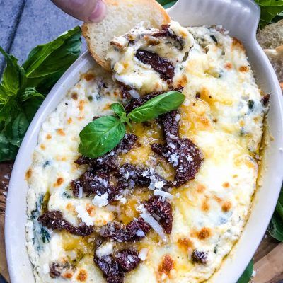 Tuscan Cheese Dip - Three Olives Branch Olive Dip, Cheesy Dip, Recipe Italian, Football Snacks, Sundried Tomatoes, Italian Dinner, Spinach Dip, Frozen Spinach, Great Appetizers