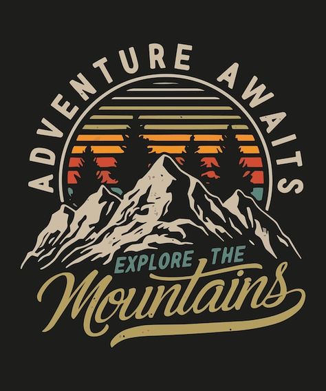 🌲 Adventure awaits in the mountains! 🏞️ Embrace the spirit of wanderlust with our captivating graphic art print. Perfect for nature lovers and explorers seeking to bring the outdoors into their home. Whether you're decorating a cabin retreat or adding a touch of adventure to your urban oasis, let this print inspire your next journey. 🌿 #MountainAdventure #GraphicArt #NatureInspired #Wanderlust Hiking Shirt Design, Mountains Graphic, Travel Tshirt, Album Art Design, Tshirt Design Inspiration, Tshirt Art, Infographic Templates, Adventure Awaits, Painting Illustration