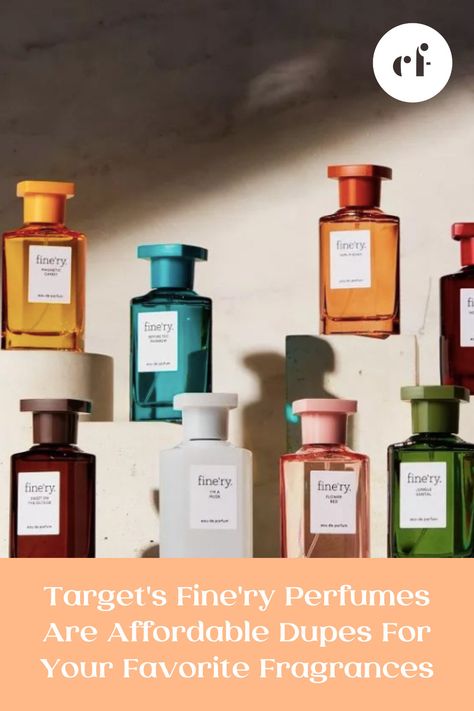 Target's line new of designer dupe fragrances are going viral! Here is a breakdown of what each Fine'ry fragrance takes after. Target Perfume Finery, Best Target Perfume, Fine’ry Perfume, Target Fragrance, Target Perfume, Finery Perfume, Volcano Scent, Candy Notes, Sweet Grace