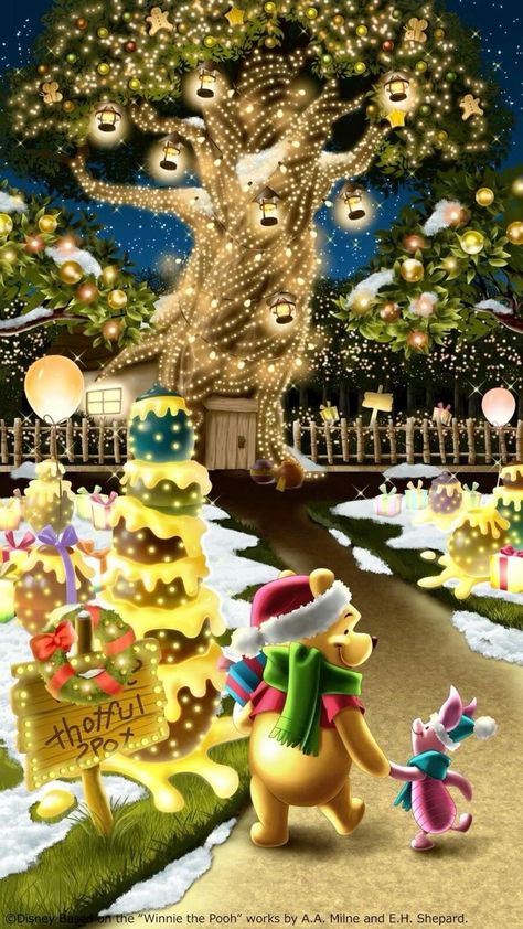 Pooh Drawing, Disney Merry Christmas, Winnie The Pooh Pictures, Merry Christmas Gif, Winnie The Pooh Christmas, Merry Christmas Pictures, Disney Background, Christmas Phone Wallpaper, Cute Christmas Wallpaper