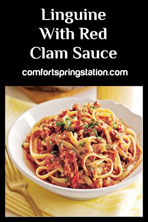 Linguini Red Clam Sauce, Clams In Red Sauce Pasta, Easy Linguine With Clam Sauce, Red Clam Sauce With Canned Clams, Linguini With Red Clam Sauce, Linguine And Clams Red Sauce, Linguine With Red Clam Sauce, Red Clam Sauce Linguine, Linguini And Clams Recipe