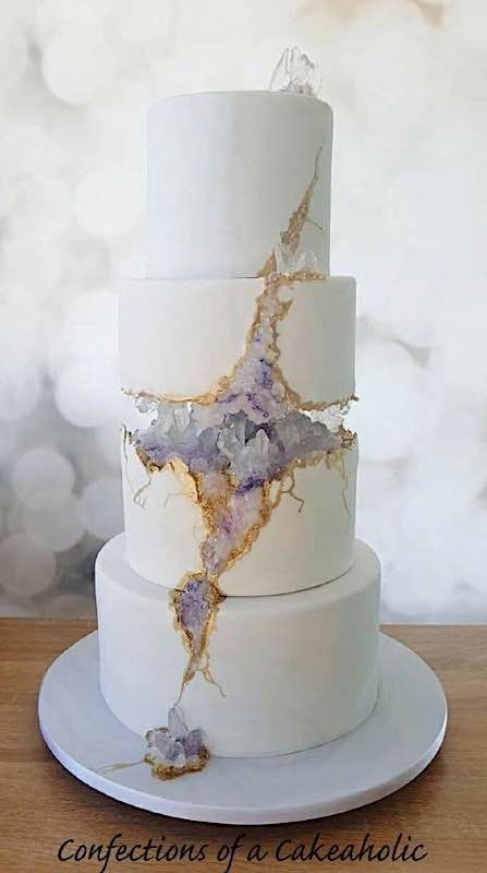 Purple Geode Cake, Geode Cakes, Sunday Sweets, Marbled Cake, Geode Cake Wedding, Geode Wedding, Geode Cake, Cake Wrecks, Crystal Cake