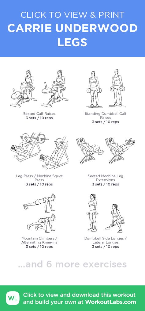 CARRIE UNDERWOOD LEGS – click to view and print this illustrated exercise plan created with #WorkoutLabsFit Carrie Underwood Diet, Carrie Underwood Fitness, Carry Underwood Legs Workout, Carrie Underwood Leg Workout Exercises, Carrie Underwood Workout, Carrie Underwood Leg Workout, Carrie Underwood Legs, Carrie Underwood Songs, Carrie Underwood Cma