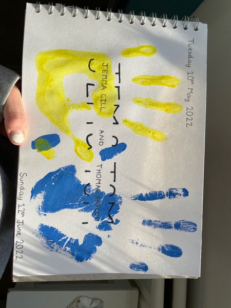 Girlfriend and boyfrind hand print and finger print Art - scrapbook page. Sisters Handprint Art, Finger Print With Friends, Family Fingerprint Art, Scrapbook For Sister, Finger Print Drawing, Finger Print Art, Friend Painting Ideas, Sticky Notes Quotes, Family Hand Prints