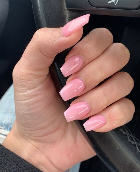 Pink Ballerina Nails Short, Solid Light Pink Nails, Nice Pink Nails, Short Coffin Shape Nails Pink, Pink Acrylics Coffin, Pastel Pink Nails Acrylic, Pink Colored Nails, Pink Coffin Shape Nails, Simple Pink Acrylic Nails